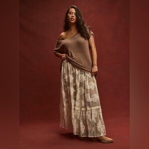 🆕 torrid Festi Cream Sheer Lace Maxi Skirt NWT